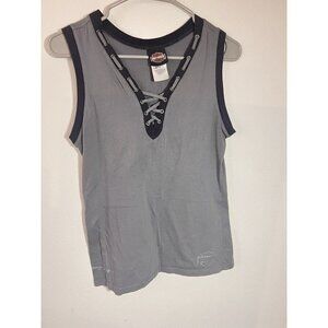 harley davidson grey lace up tank flames studs Size Large Sound HD Marysville WA
